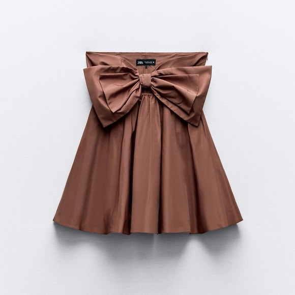 Zara Brown Strapless Dress - Picture 2 of 5